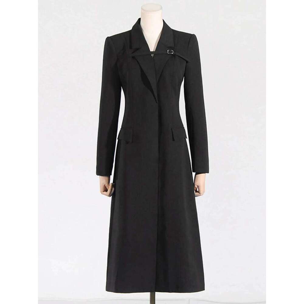 VGH Hollow Out Elegant Solid Jackets For Women Lapel Long Sleeve High Waist Spliced Pockets Temperament Coats Female Fahsion New