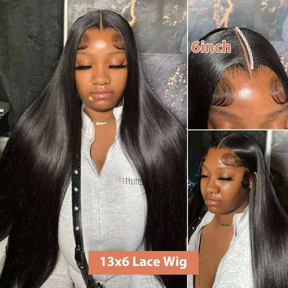 Mossily 250 Density Bone Straight 30 40 Inch Front Human Hair Wigs Brazilian 13x6 HD Transparent Lace Frontal Wig For Women