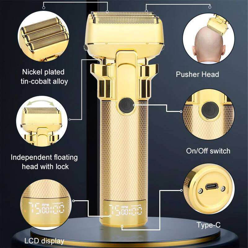 RESUXI 430 High Power Men's Electric Shaver Portable Rechargeable Hair Clipper Digital Display Reciprocating Razor Beard Trimmer