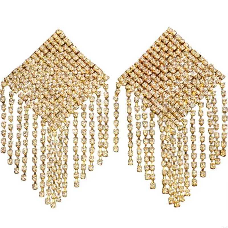 72XE Rhinestones Tassels Nipple Cover for Carnivals Party Alloy Pasties Body Chain W250624