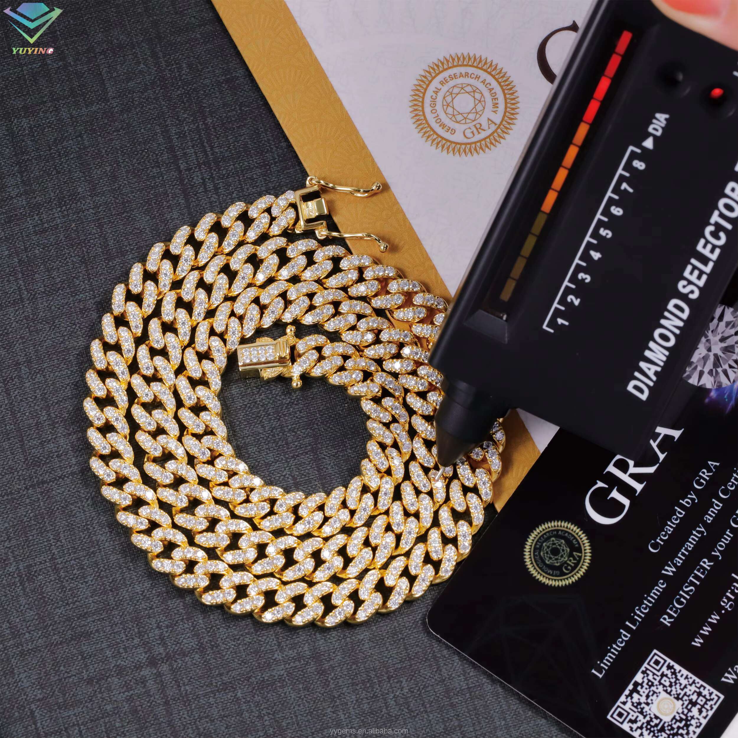 New Design 6mm 8mm 10mm Single Row Cuban Link Chain 925 Sterling Silver Moissanite Necklace Hip Hop Jewelry Necklace Bracelet