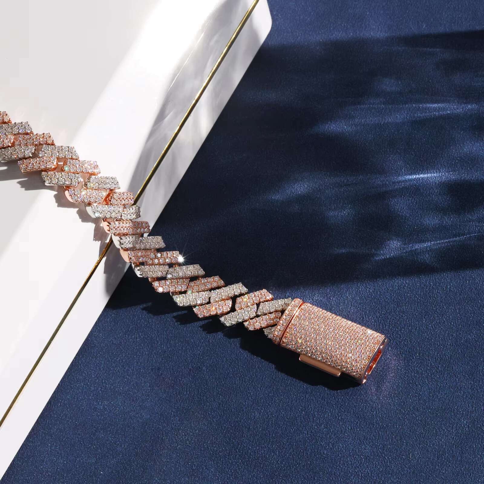 14mm Rose Gold Moissanite Hip Hop Bracelet Men 925 Sterling Silver Diamond Iced Miami Cuban Link Chain Luxury Mens Necklaces