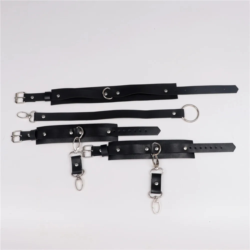 Role-playing 2 PCs BDSM Adult Sex Cuff for Women Men PU Leather Handcuffs Choker Collar Couple Adult Games Flogger Restraints 250624