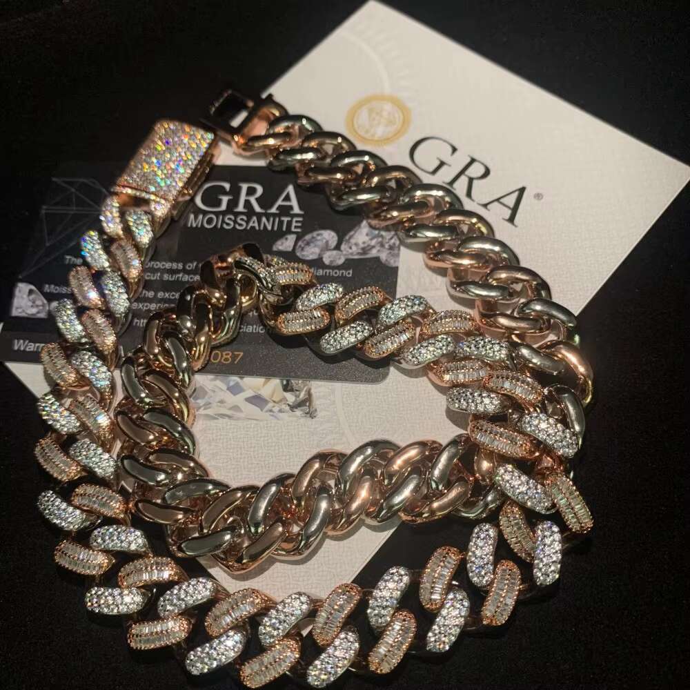 Wholesale Price 925 Sterling Silver VVS Moissanite Diamond Iced Hip Hop Necklace Miami Cuban Link Chain for Anniversary Jewelry