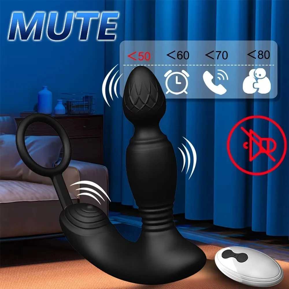 HESEKS Prostate Massager Anal Plug with Cock Ring 9 Thrusting Vibrating Vibrator Remote Control Sex Toys for Men 18+ W250624