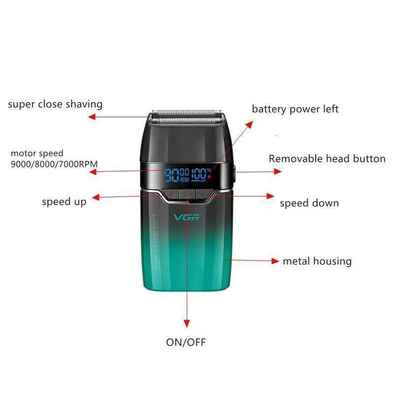 VGR Professional Hair Beard Shaver For Men Barber Rechargeable Electric Razor Balds Head Shaving Hine