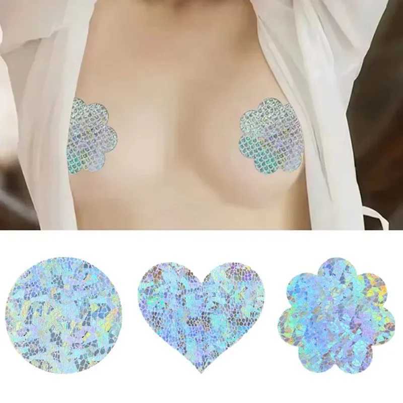 5 Pairs Glitter Pasties Nipple Covers Stickers Disposable Sticky Breast Petals for Women Rave Party FestivalW250624
