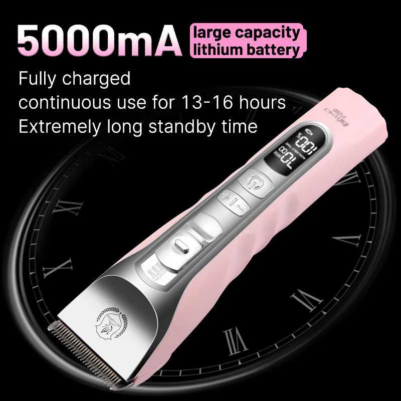 Fenice Sakura Pink Dog Hair Cutting Machine 5000mA Capacity Cordless LCD Screen Pet Dog Grooming Clipper Rechargeable Shaver Set XJ250624