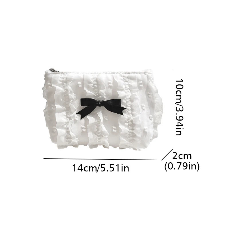 Cute Lace Bow Coin Purse Portable Cosmetic Storage Clutch Bag For Key Makeup Lipstick Pouch Earphone Key Card Storage Zipper Bag R250624
