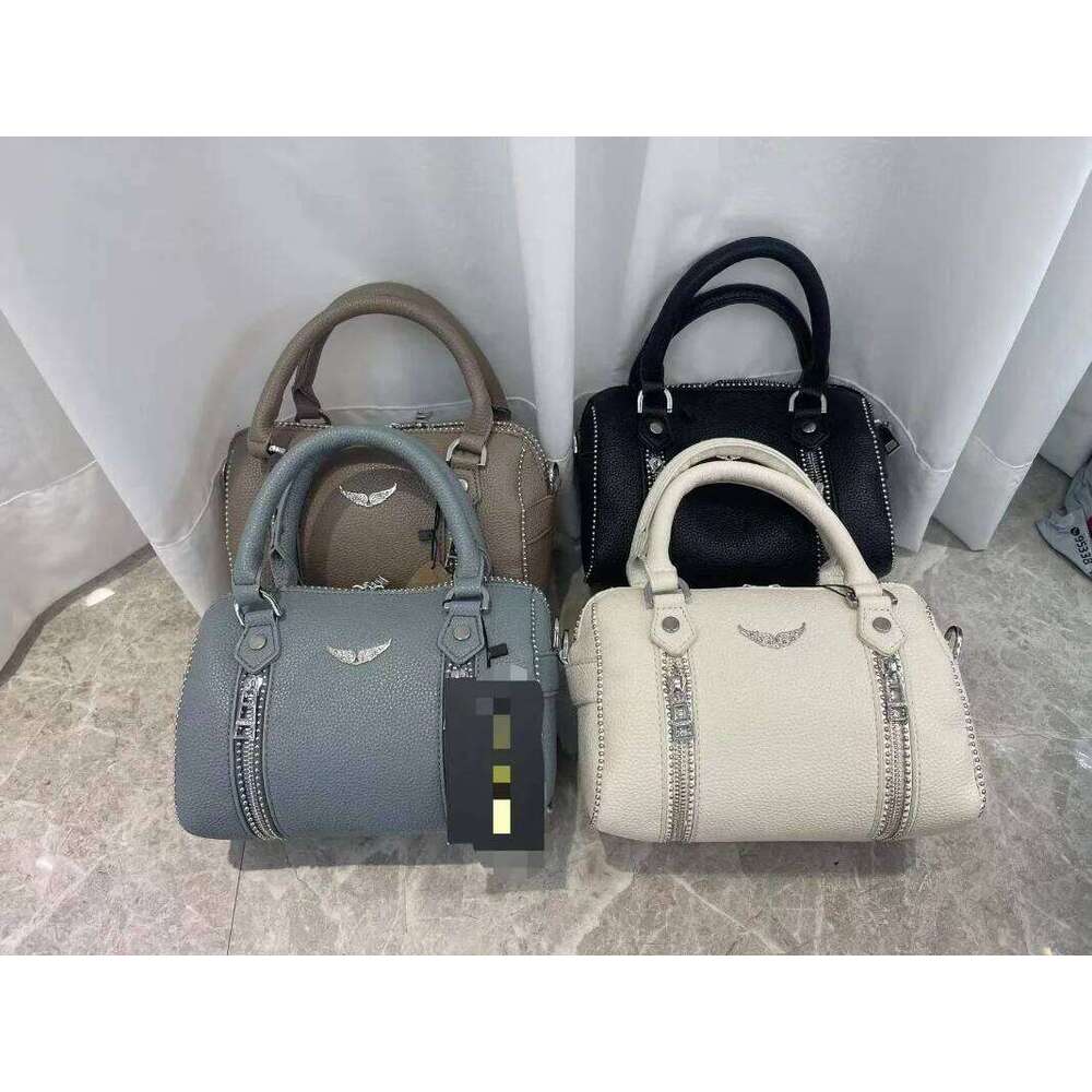 2025 New Fashionable Multi Functional Black Lychee Pattern Women's PU Single Cross Shoulder Handbag Bucket Bag