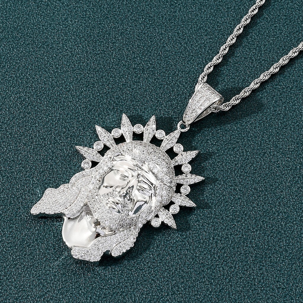 Hip Hop Human Head Pendant Ice Out Bling Human Head Men Hip Hop Moissanite Accessory Pass the diamond tester