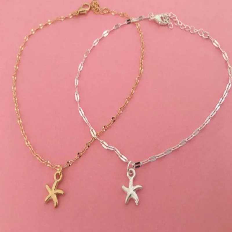Trendy Summer Gold Color Starfish Chain Anklet For Woman Bohemian Vintage Sandy Beach Footwear Leg Bracelets Female Foot Jewelry U250624