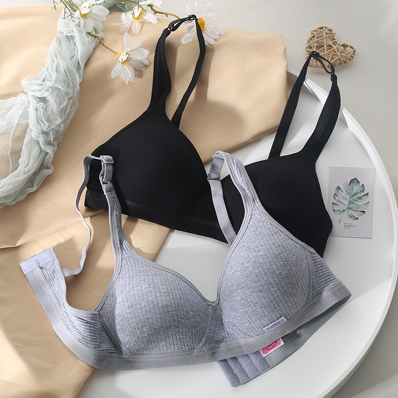 Girls' Cotton Bras - Steel Ring Free Summer Set with Anti-Sag Design Teenager Girls Bra Set