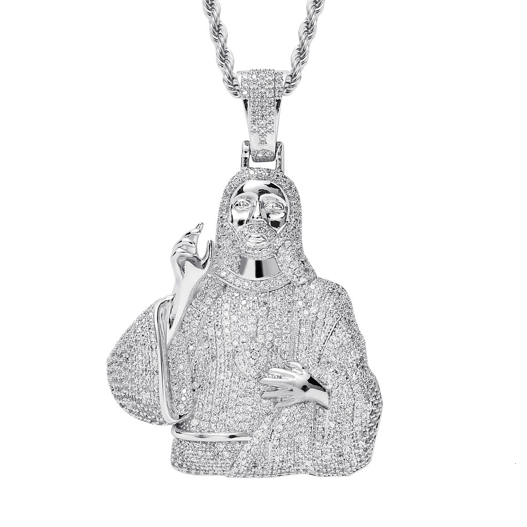 Men's Personalized Human Head Pendant 18K Gold Diamond Studded Moissanite Hip Hop Necklace Pass the diamond tester