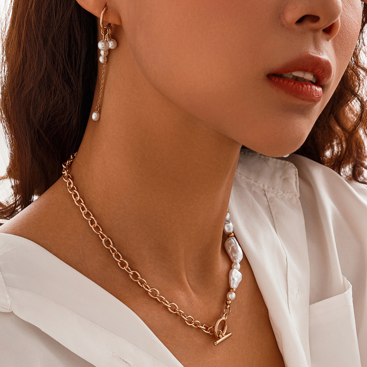 Baroque Simple Water Drop Jewelry Elegant Pearl Tassel Collarbone Necklace for Women