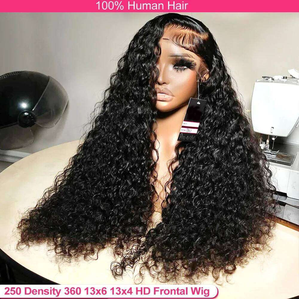 Deep 13x6 Frontal Invisible Strap 360 HD Full Glueless 30 Inch Water Wave Lace Front Wig Human Hair