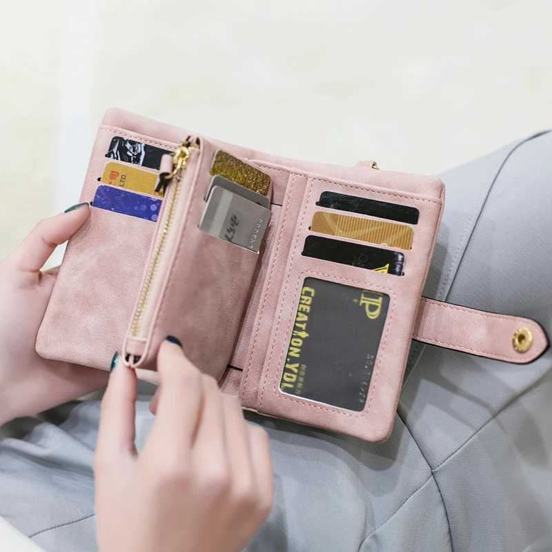 MIYIN 2024 New Wallet Womens Short Korean Cute Buckle Double Discount Multi Card Change HandbagXJ250624
