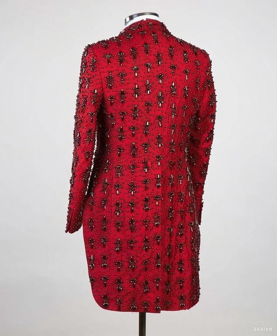 Red Mens Long Jacket Blazer Irregular Hem Beads Groom Wedding Tuxedo Formal Tailored Party Birthday Wear 2 Pieces Customized