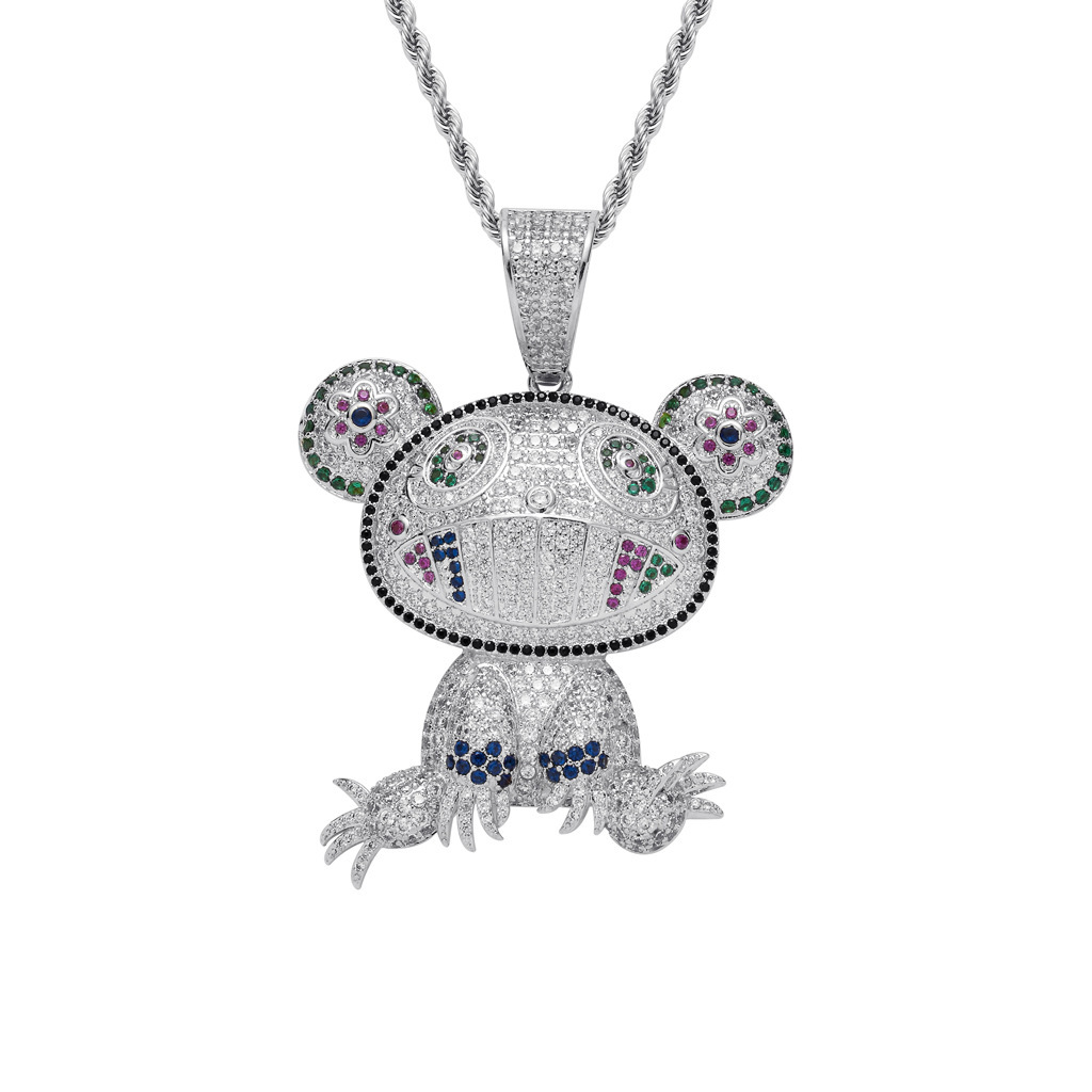 Hip Hop Necklace Colorful Frog Iced Out Pendant Unique Trendy Accessory Pendant Moissanite Pass the diamond tester