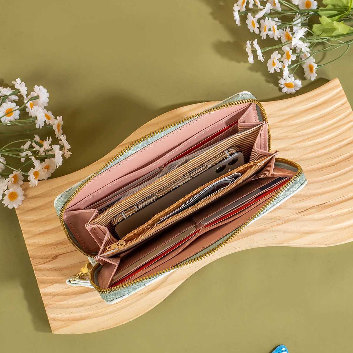 Womens LG Wallet New Chinese Butterfly Print Fresh Girl Fi Korean Large Capacity Card Coin Storage Zipper PouchXJ250624