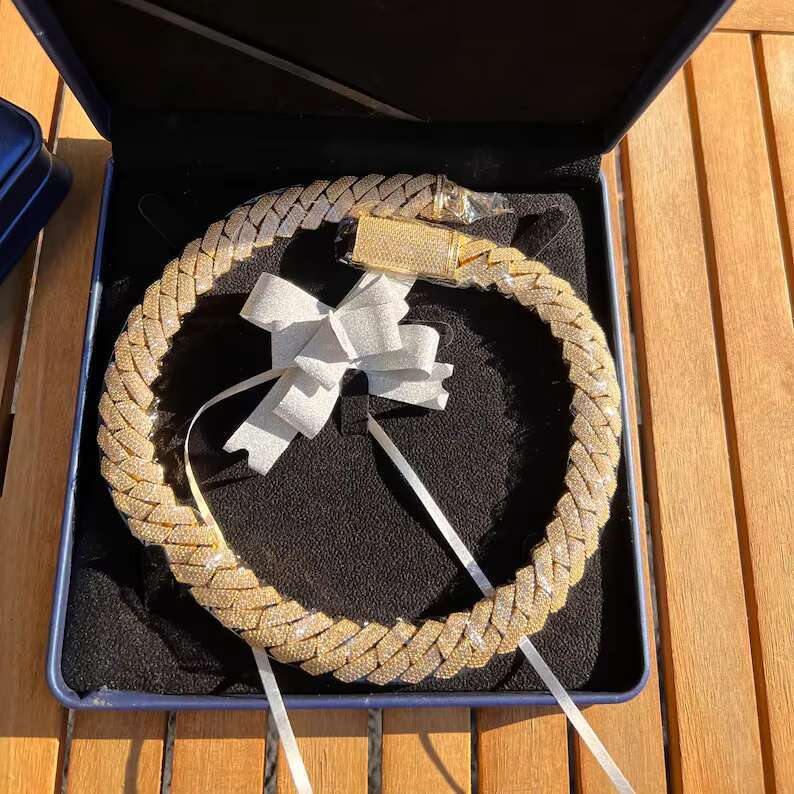 Moissanite Hip Hop Jewelry Sparking Bling 18mm 925 Sterling Silver Iced Out 4 Rows VVS Moissanite Cuban Chain