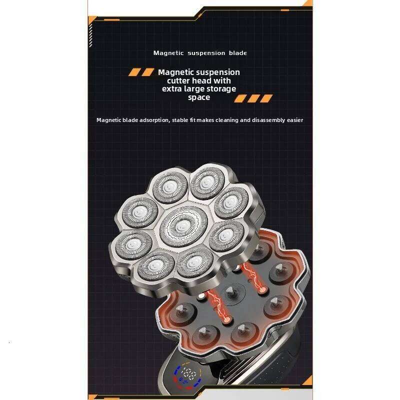 New Electric Shaver With 9D Magnetic Suction Blade Head, Full Body Water Washing Shaver, And Multifunctional Optical Head Hin