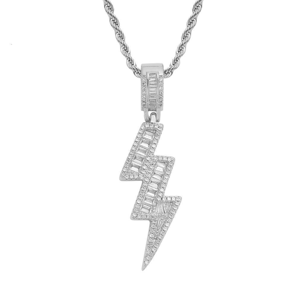 Luxury Moissanite Jewelry Hip Hop Iced Out Lightning Pendant Necklace Unisex Trendy and Stylish Necklace Pendant Pass the diamond tester