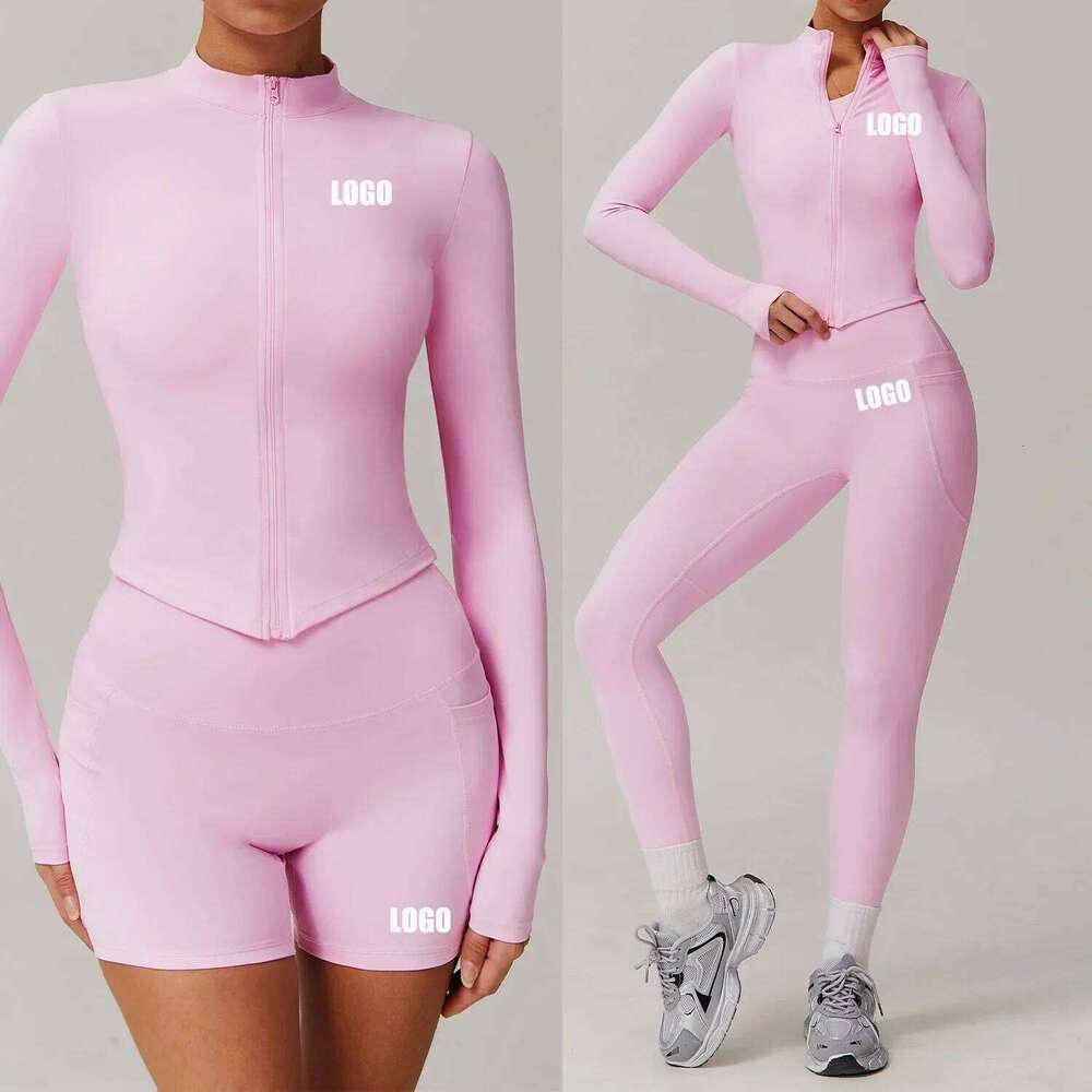Custom Cloud Sense Quick Drying Shaping Long Sleeve Pants Pocket Yoga Casual Running Fiess Cycling Women's Two-piece Set