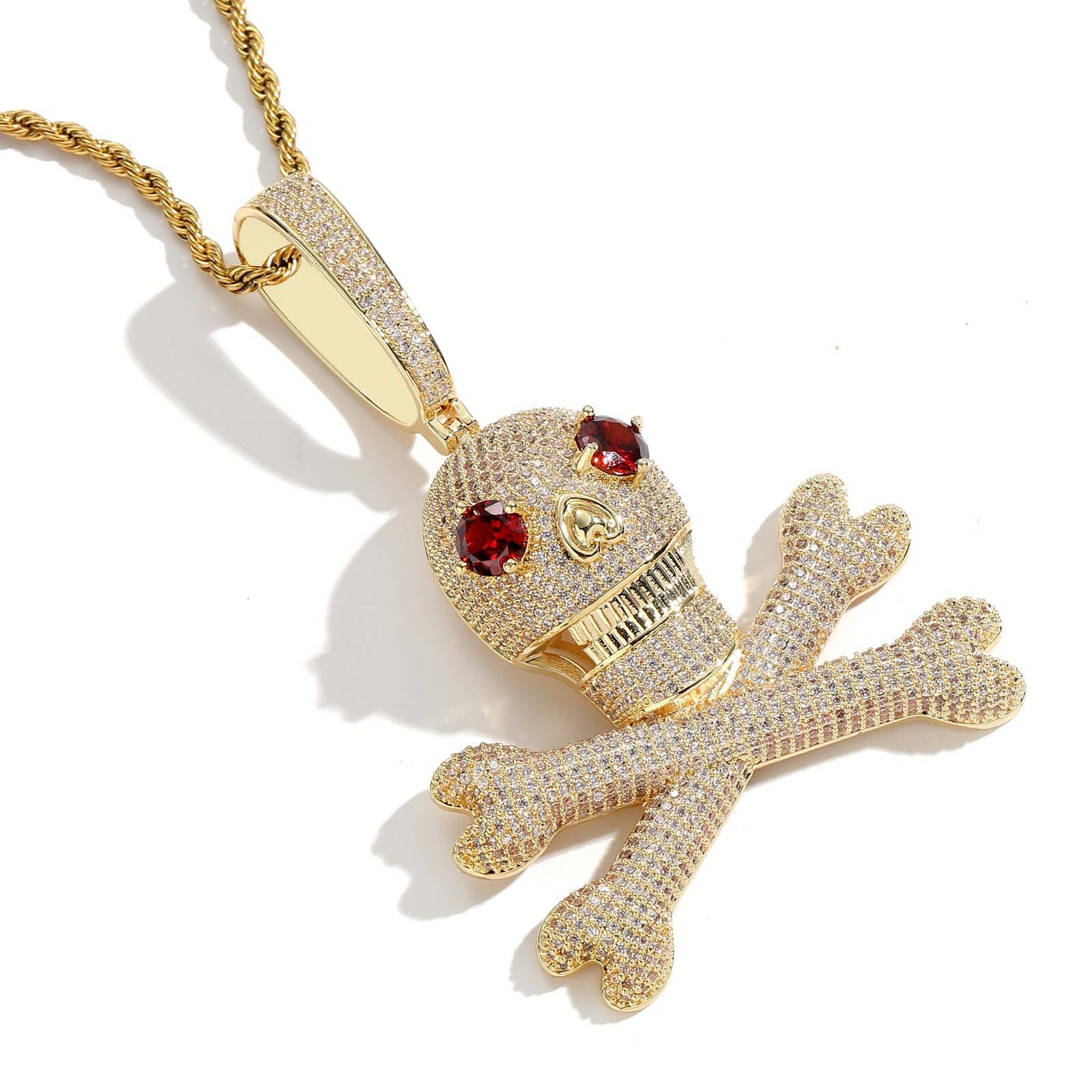 Luxury Moissanite Red-Eyed Skull Pendant Ice Out Bling Men's Hip Hop Unique Accessory Pass the diamond tester