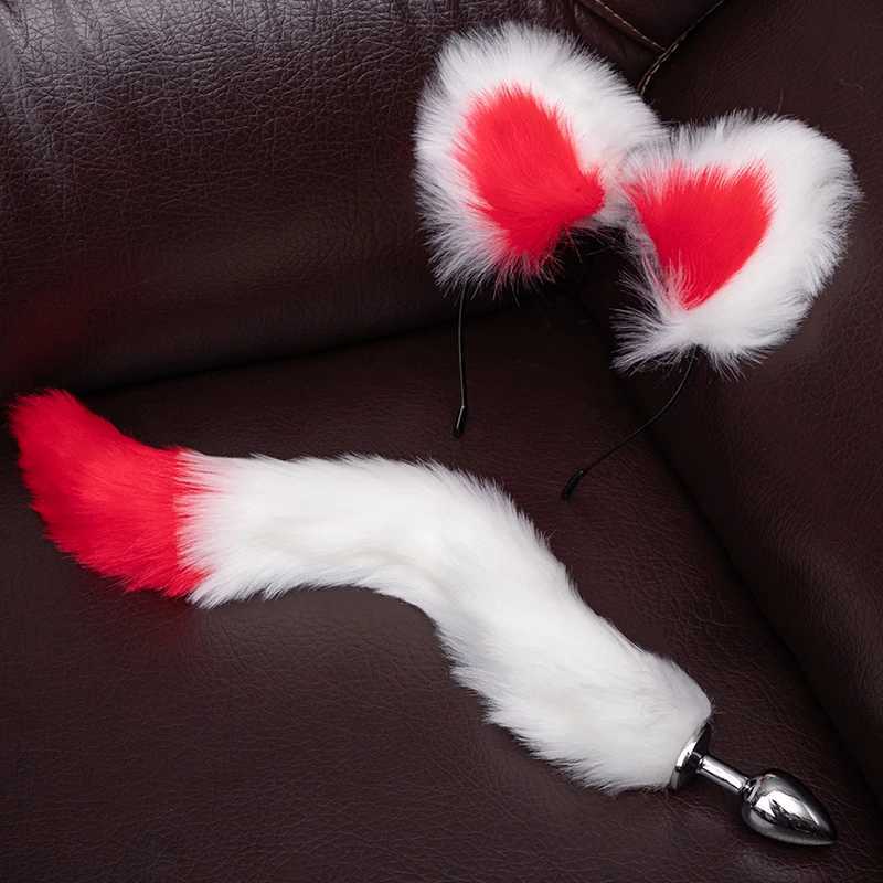BLACKWOLF Cute Tail Anal Plug Cat Ears Headbands Set Adult Games Anal Bead Metal Butt Plug Erotic Cosplay Sex Toys For Women W250624