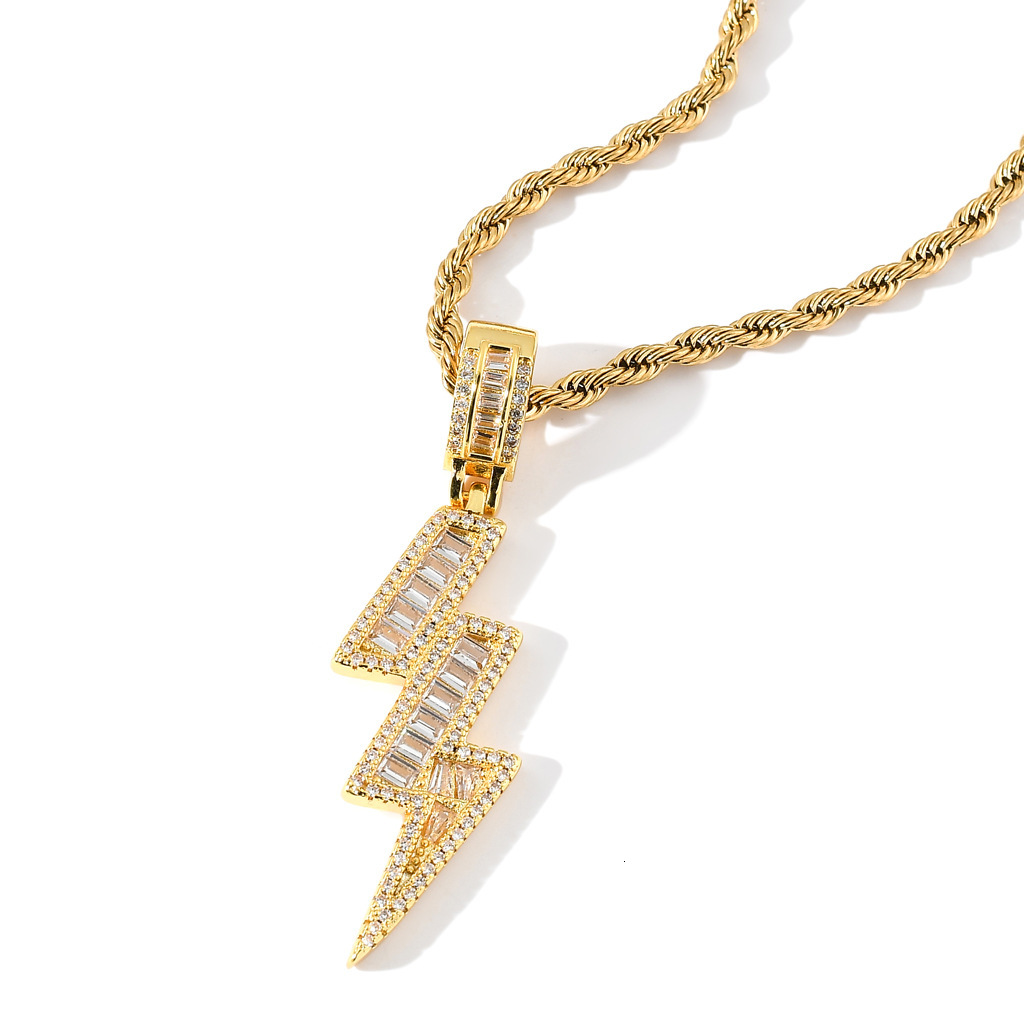 Luxury Moissanite Jewelry Hip Hop Iced Out Lightning Pendant Necklace Unisex Trendy and Stylish Necklace Pendant Pass the diamond tester