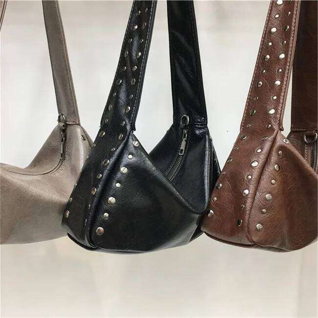 Bags Fashion Shoulder Rivets Studded Women Casual PU Leather Handbags Tote Bolsas Female Crossbody Hand Bag Purse
