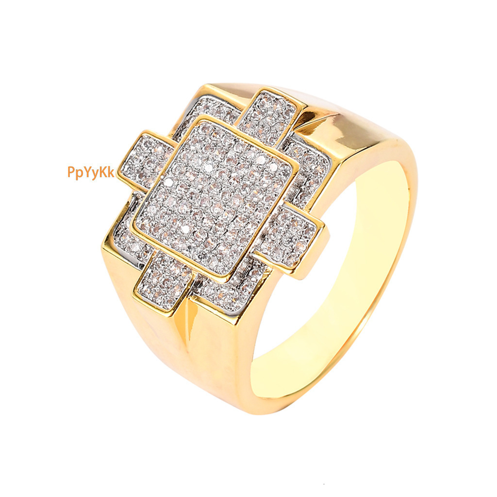 New Hip Hop Couple Rings Moissanite Creative Geometric Diamond Studded Trendy Fashion Rings Pass the Diamond Tester