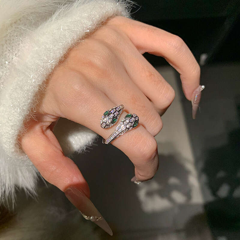 Real Gold Plated Zircon Snake Ring for Women, Niche Fashion Design Sense, Index Finger Ring, Ins Internet Celebrity High-end Sense Jewelry