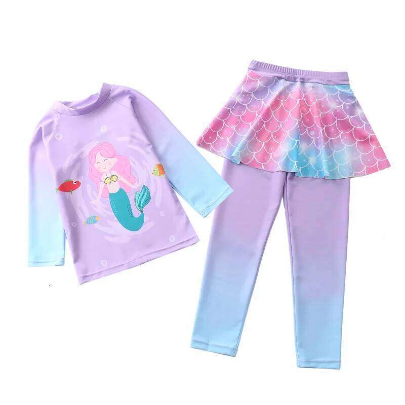 Swimsuit for Girls Two Pieces Unicorn Children's Bathing Beach Swimwear Skirted Surf Pants Leggins Set Girls' Swimming Suit