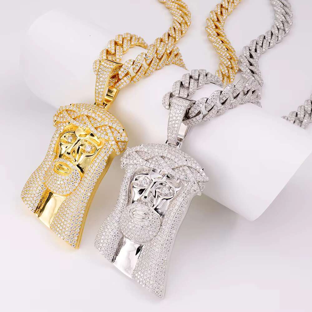 Manufacturer Custom 925 Silver Mossanite Diamond Big Jesus Face Pendants Necklaces Jewelry for Rock Men Hip Hop Party