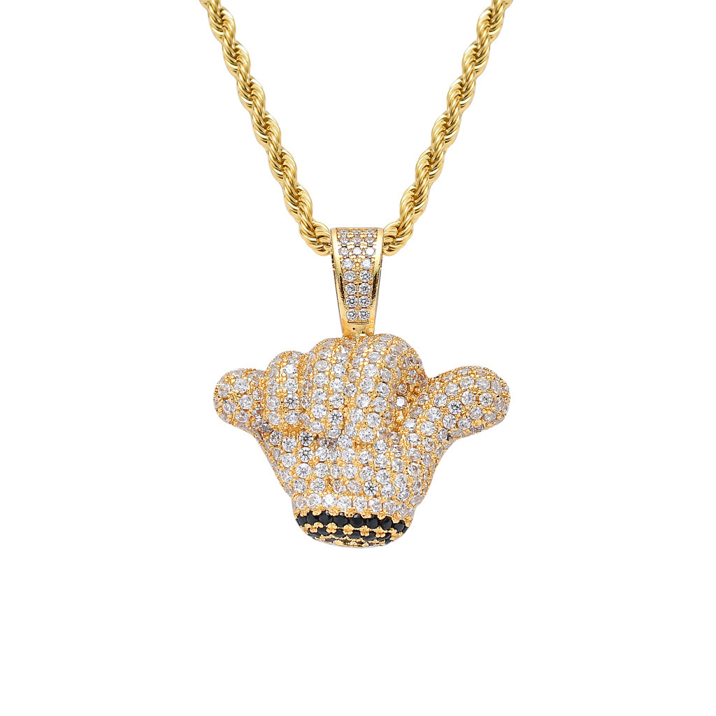 Luxury Moissanite Necklace Hip Hop Small Hand Pendant Solid Iced Out Pendant Reversible Stylish Hip Hop Jewelry Pass the diamond tester