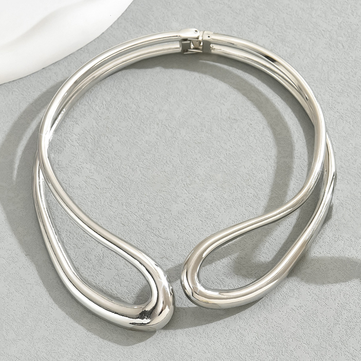 Light Style Women's Double Layer Circle Metal Necklace Electroplated Design Bracelet Jewelry