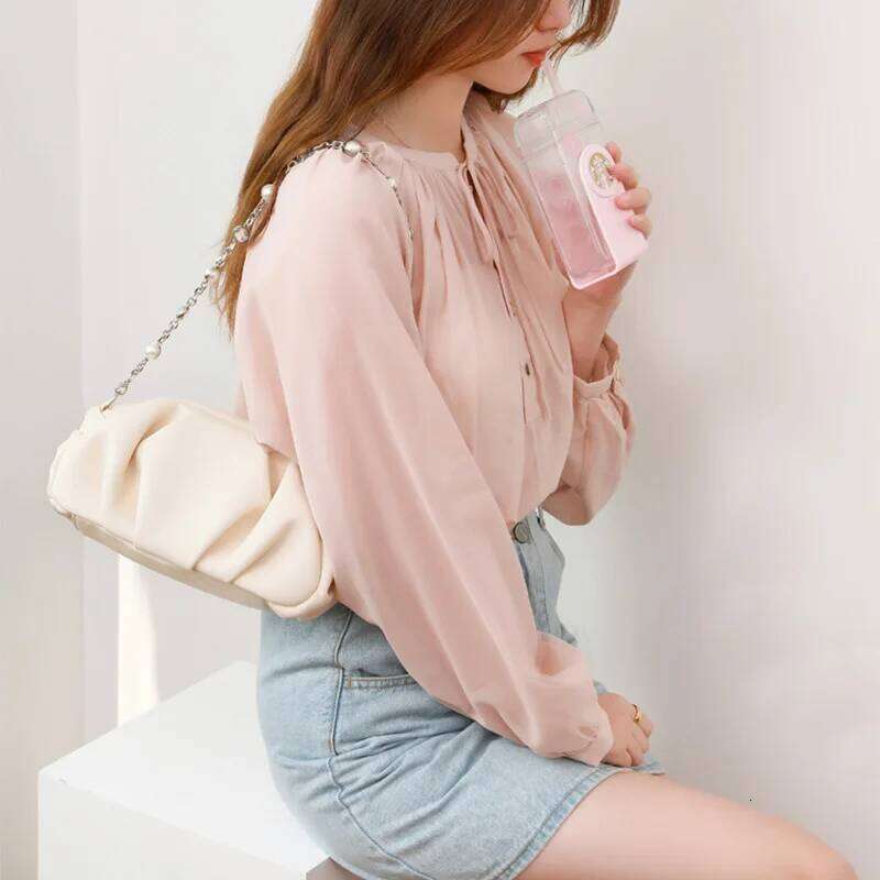 bags fashionable and high-end, niche design pleated underarm for women's Summer 2025 new leather crossbody cloud bag