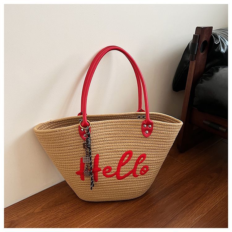 Free Shipping Straw Knitted Purses and Handbags Women Shoulder Bags Straw Woven Side Bag for Ladies Woman Handbag Beach Bag5
