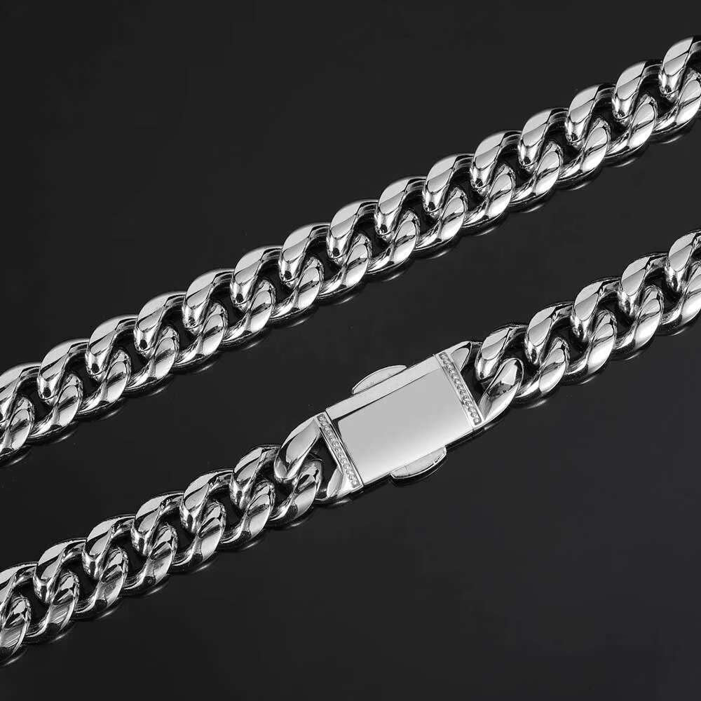 Hip Hop Fashion Jewelry Fine Polished Stainless Steel Chain 18K Gold Plated Customized Mens Cuban Link Chain Necklace