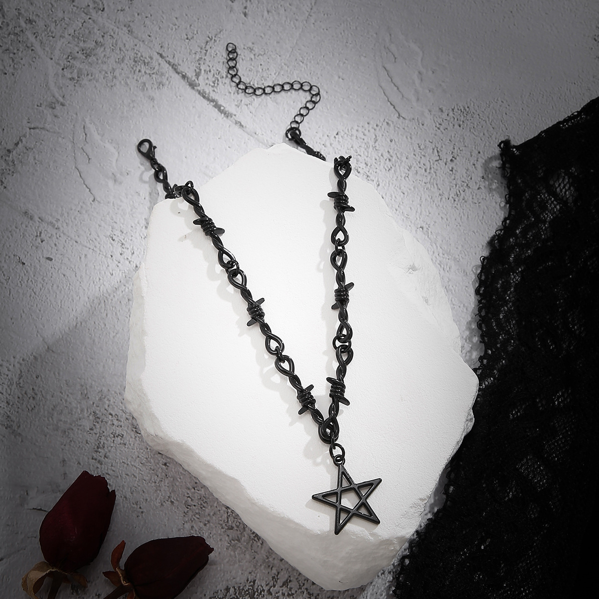 Five-Pointed Star Shaped Spicy Girl Collarbone for Women Subculture Thorny Personality Sweet Cool Versatile Necklace