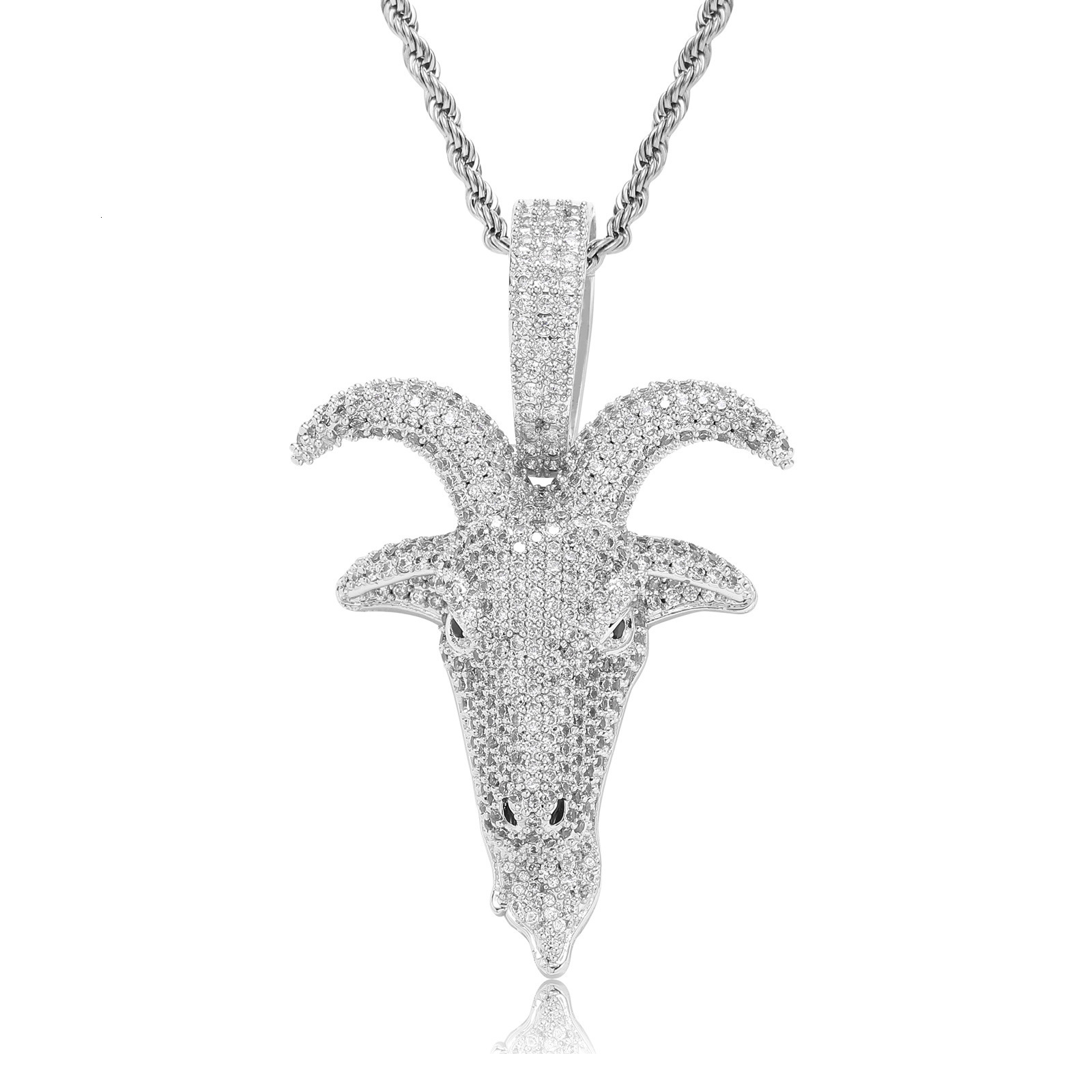 New Arrival Hip Hop Goat Pendant Diamond Studded Animal Personalized Cool Trendy Hip Hop Necklace Accessory Pass the diamond tester