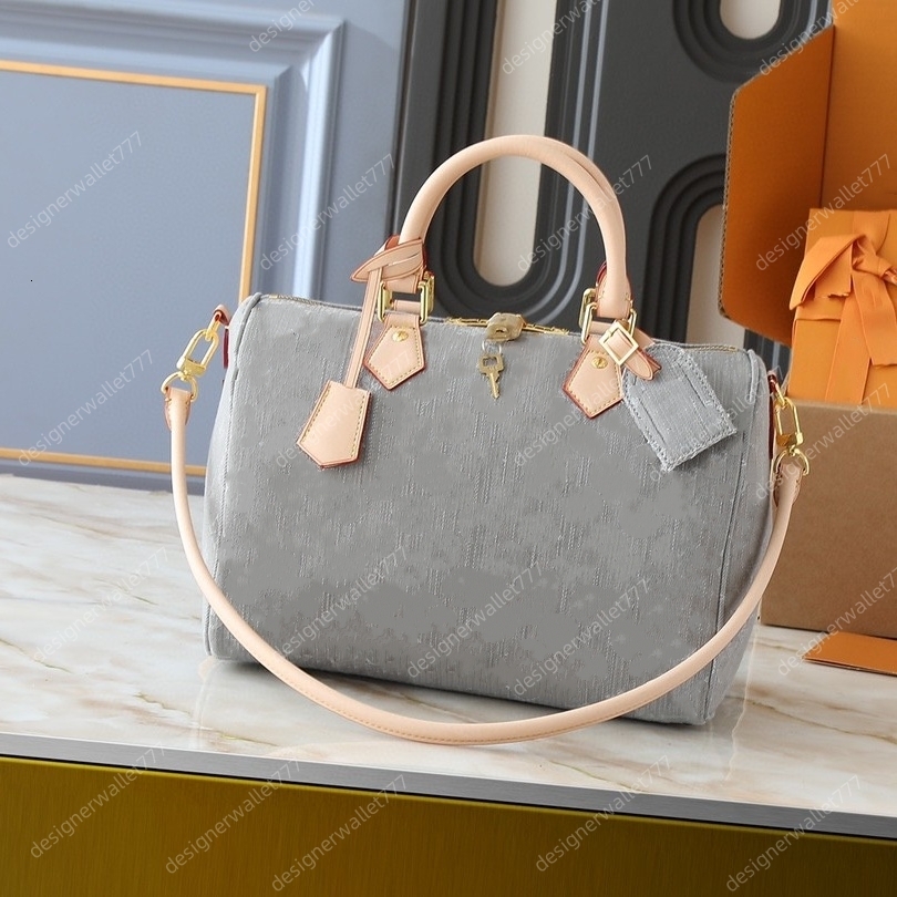 New Luxury womens designer bag denim leather shoulder crossbody bags grey women handbag cherry tote bags purse high quality