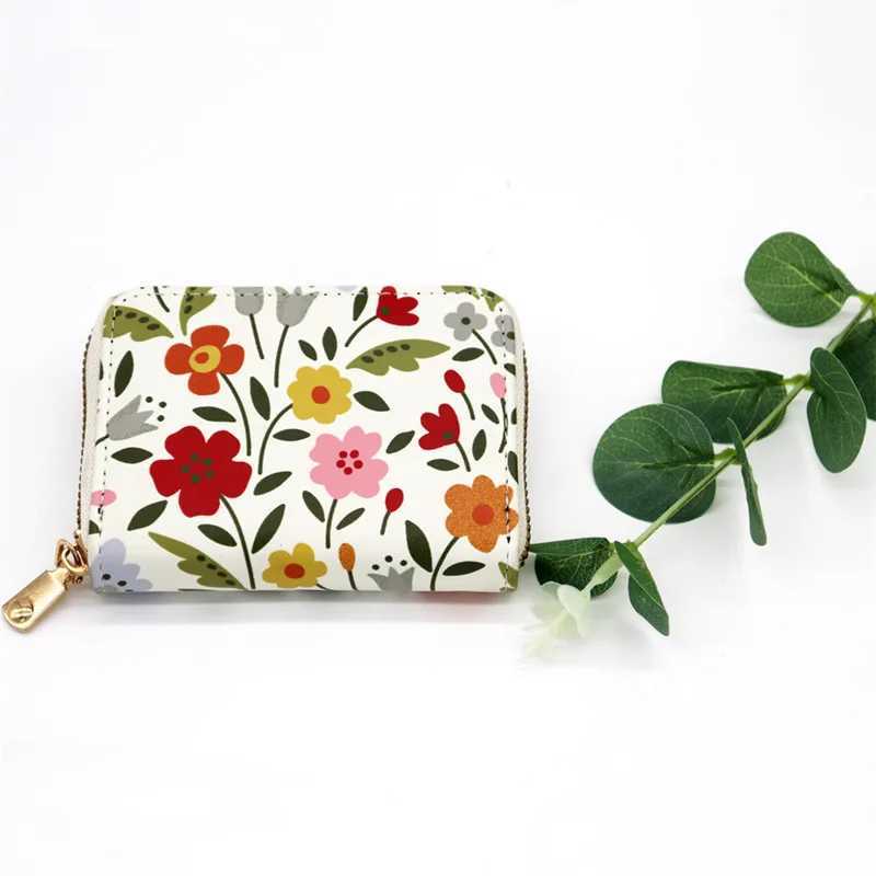 Fi Flower PU Coin Purse for Women Cute Organizer Card Case Lady Holder Multifunctional Zipper Small Short WalletXJ250624