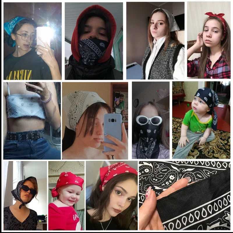 New Arrival New Kerchief for Women Men Hip Hop Black Hair Band Neck Scarf Sports Headwear Square Scarves Print Handkerchief Bohemian Bandana U250623