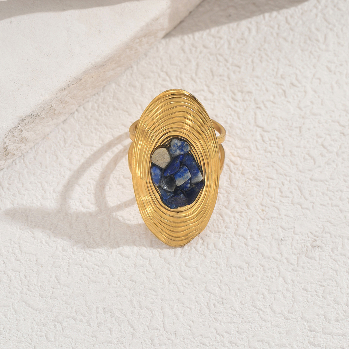 New Style Women's Open Personality Inlaid Blue Crystal Design Light Luxury Ring