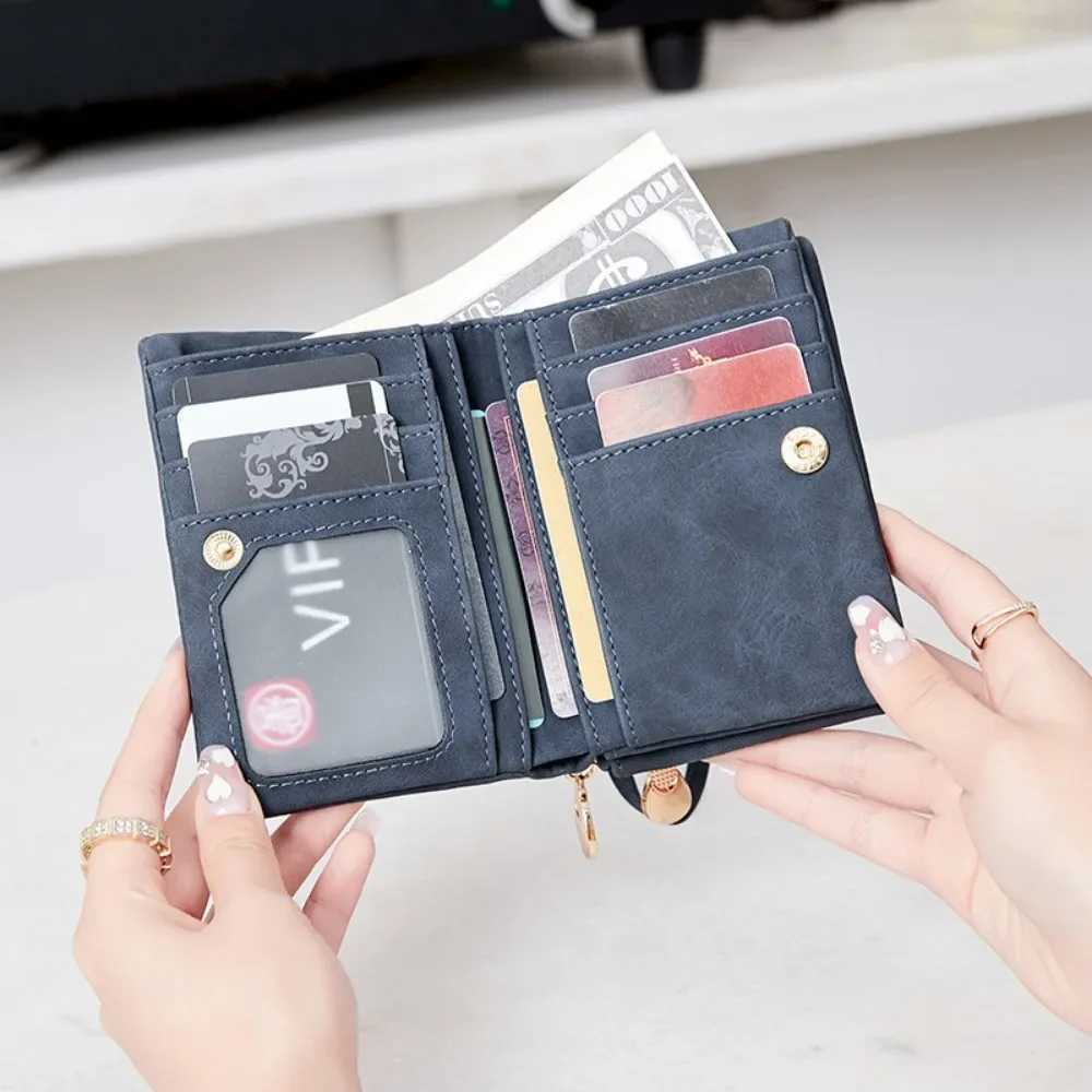 folding zipper wallet high-quality PU leather portable multifunctional womens wallet reliable with ID card window wrist bagXJ250624