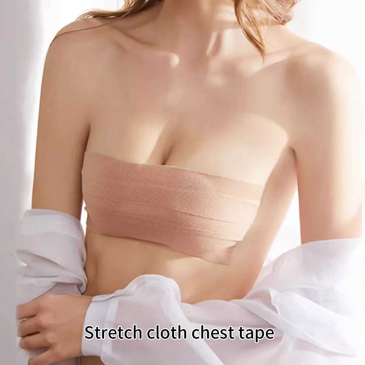 Boxed 5Cm*5M/Roll Invisible Push-Up Breast Enhancement Tape Breathable Elastic Fabric Breast Lift Tape Self-Adhesive Push Nipple W250624