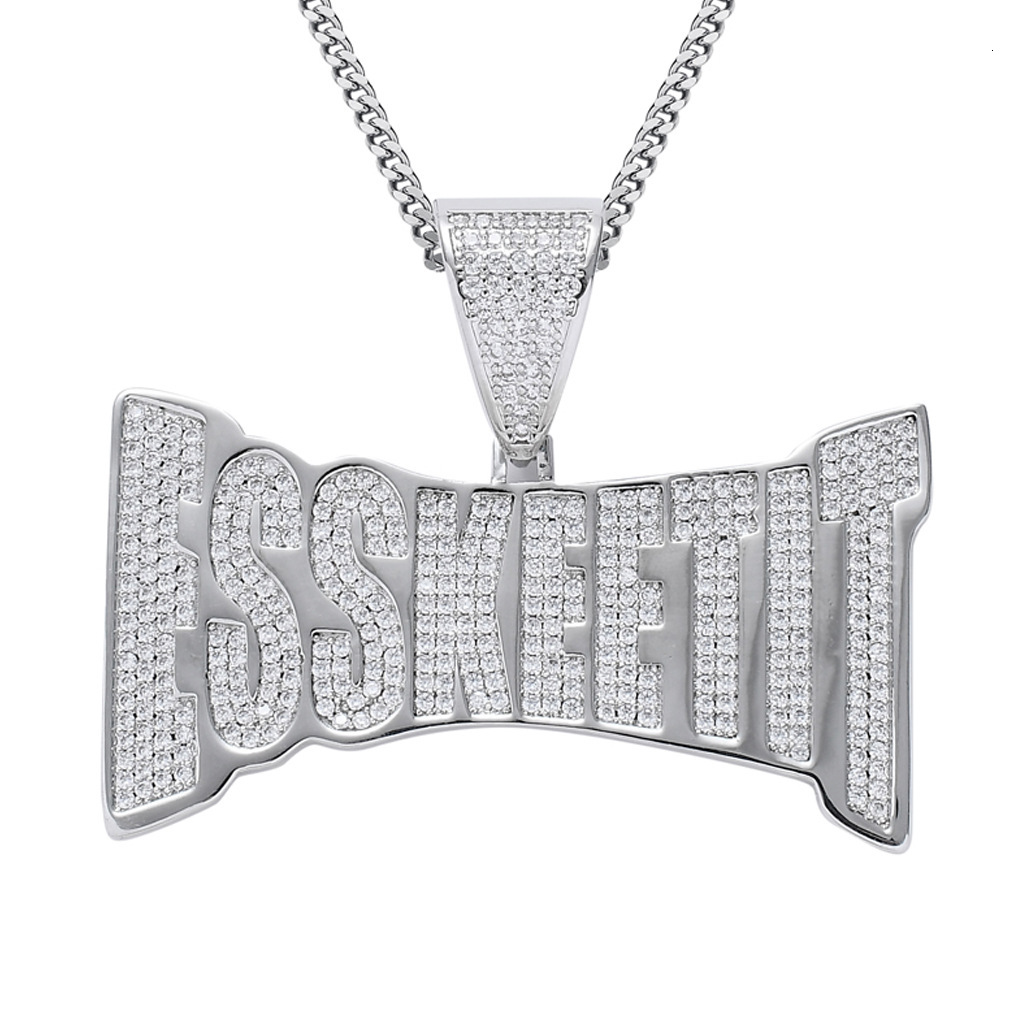 Luxury Moissanite Necklace Hip Hop Punk Men Letter Pendant Iced Out Trendy Brand Street Style Jewelry Pass the diamond tester